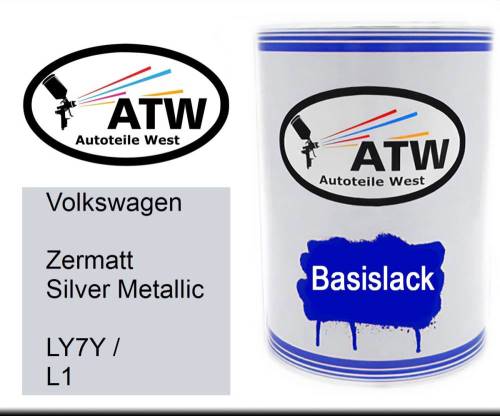 Volkswagen, Zermatt Silver Metallic, LY7Y / L1: 500ml Lackdose, von ATW Autoteile West.